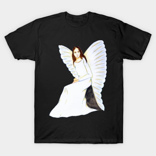 Guardian Angel, I am always here- Dark Grey T-Shirt by EarthSoul